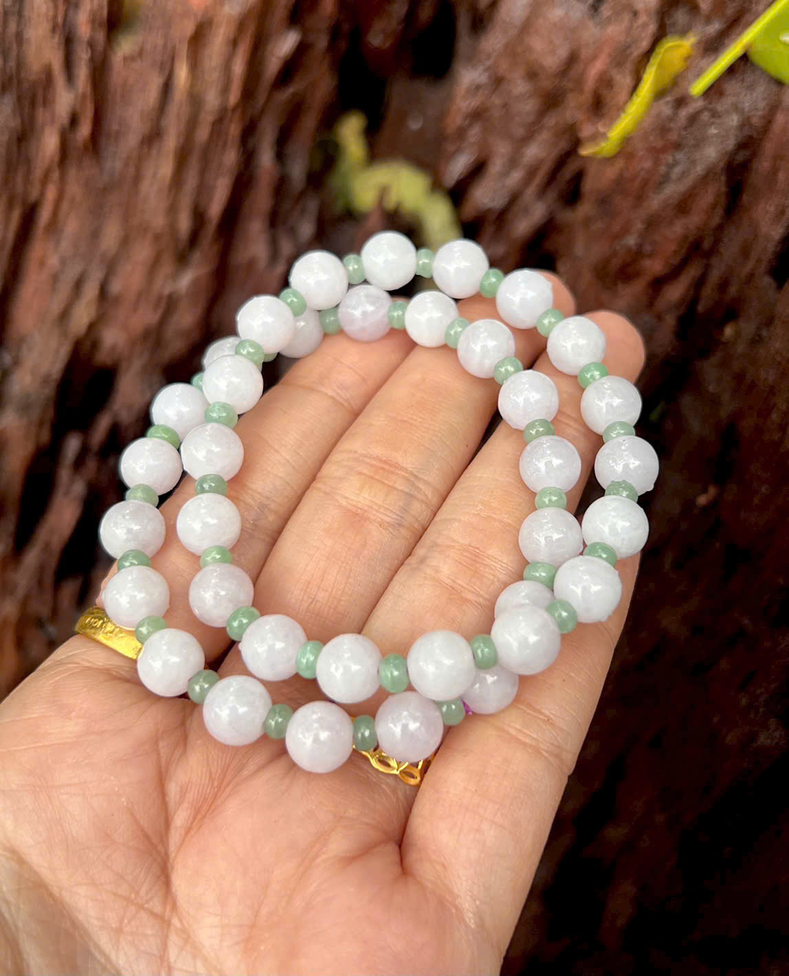 Vòng Tay Bạch Ngọc Mix Táo Xanh Đá Tự Nhiên